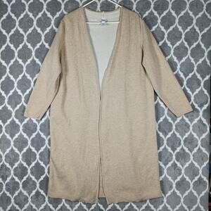 J‎ Jill Duster Cardigan Women Size 1X Beige Reversible Long Open Front